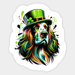 Vibrant English Setter Celebrates Saint Patrick's Day Sticker